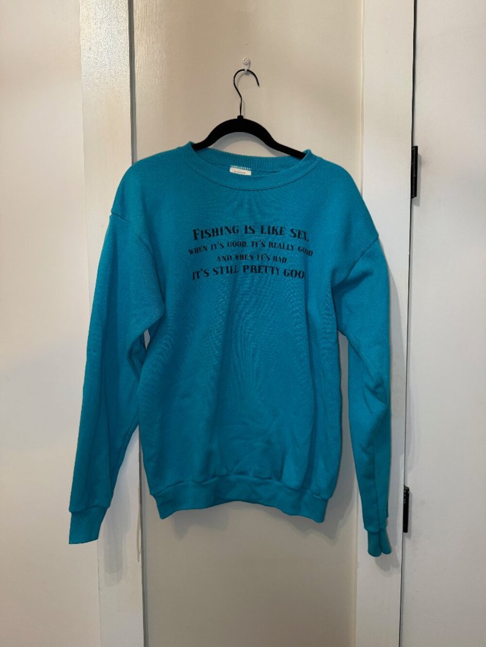 VTG 90s TNT Trau & Loevner Novelty Fishing Graphic Crewneck Sweatshirt Large